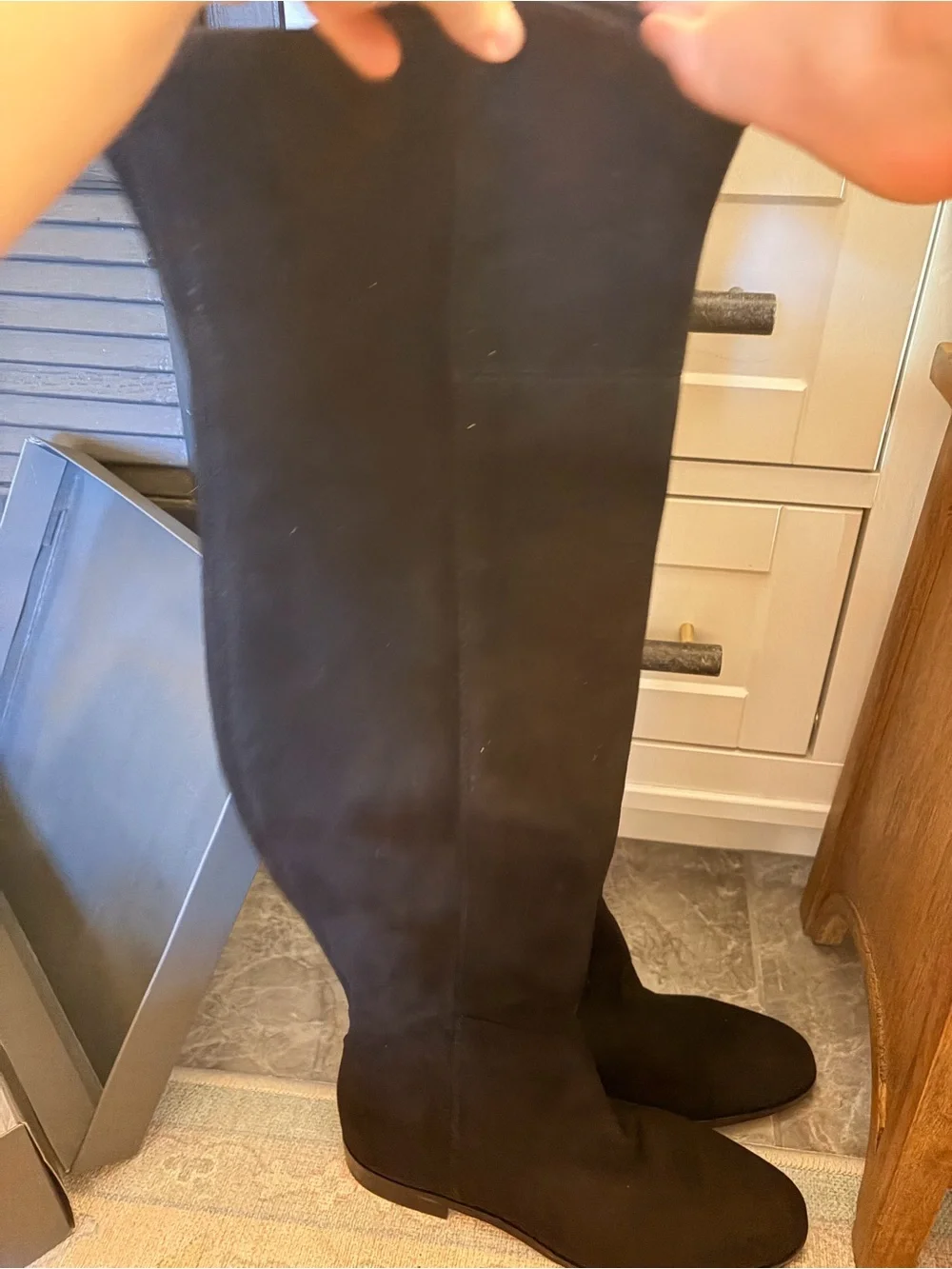 Ann Taylor Black Over-the-Knee Suede Boots